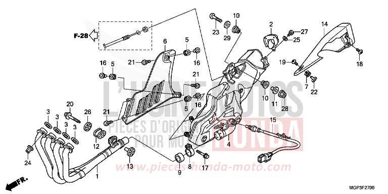 SILENCIEUX D'ECHAPPEMENT (CBR1000RRC/D/RAC/D) de CBR1000RR "Fireblade" GRAPHITE BLACK (NHB01BA) 2013